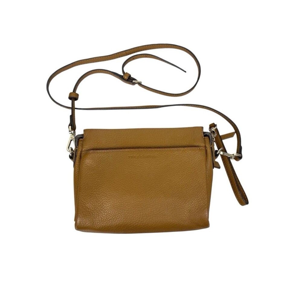 Vince Camuto Leather Crossbody Bag Small Pebbled Brown Clutch Purse 8.5" x 6.5"
